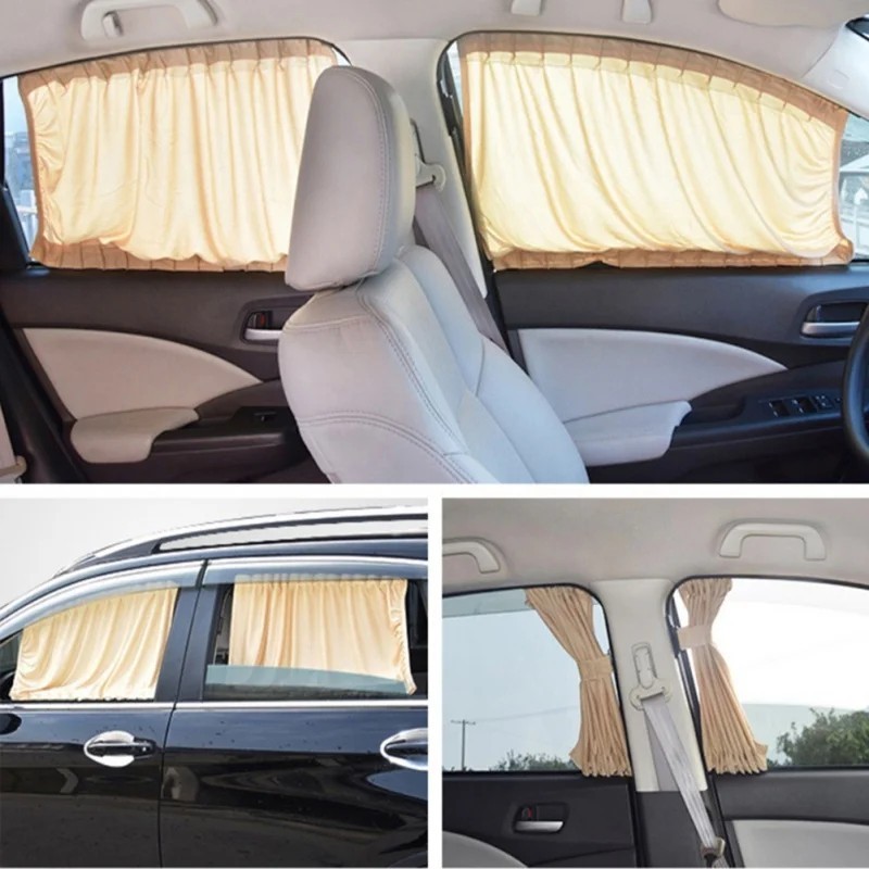 2pcs Universal Car Side Window Curtains – Foldable UV Protection Sunshade – NEW