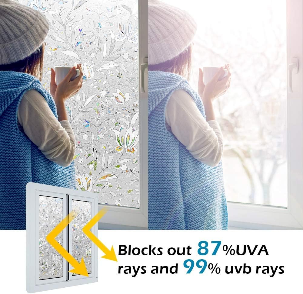 Window Privacy Film, Frosted Removable Glass 17.5" x 78.7", White