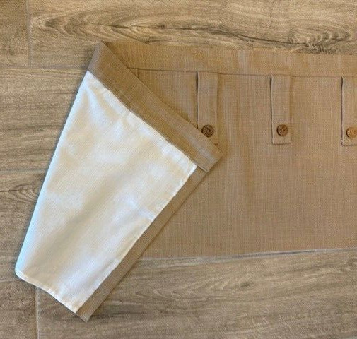Custom Tab Top Lined Tan Valance with Buttons 108.75 in x 17 in