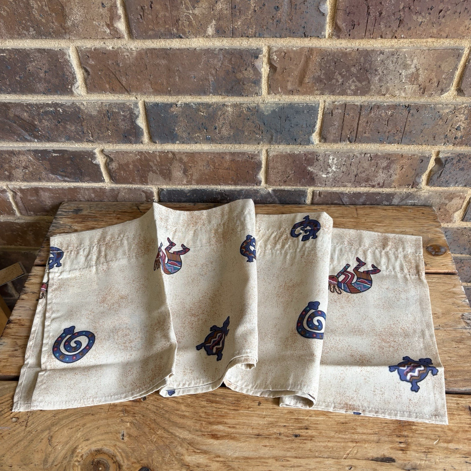 Kokopelli 3 Piece Window Treatment Tiers And Valance 60” Wide Window Vintage