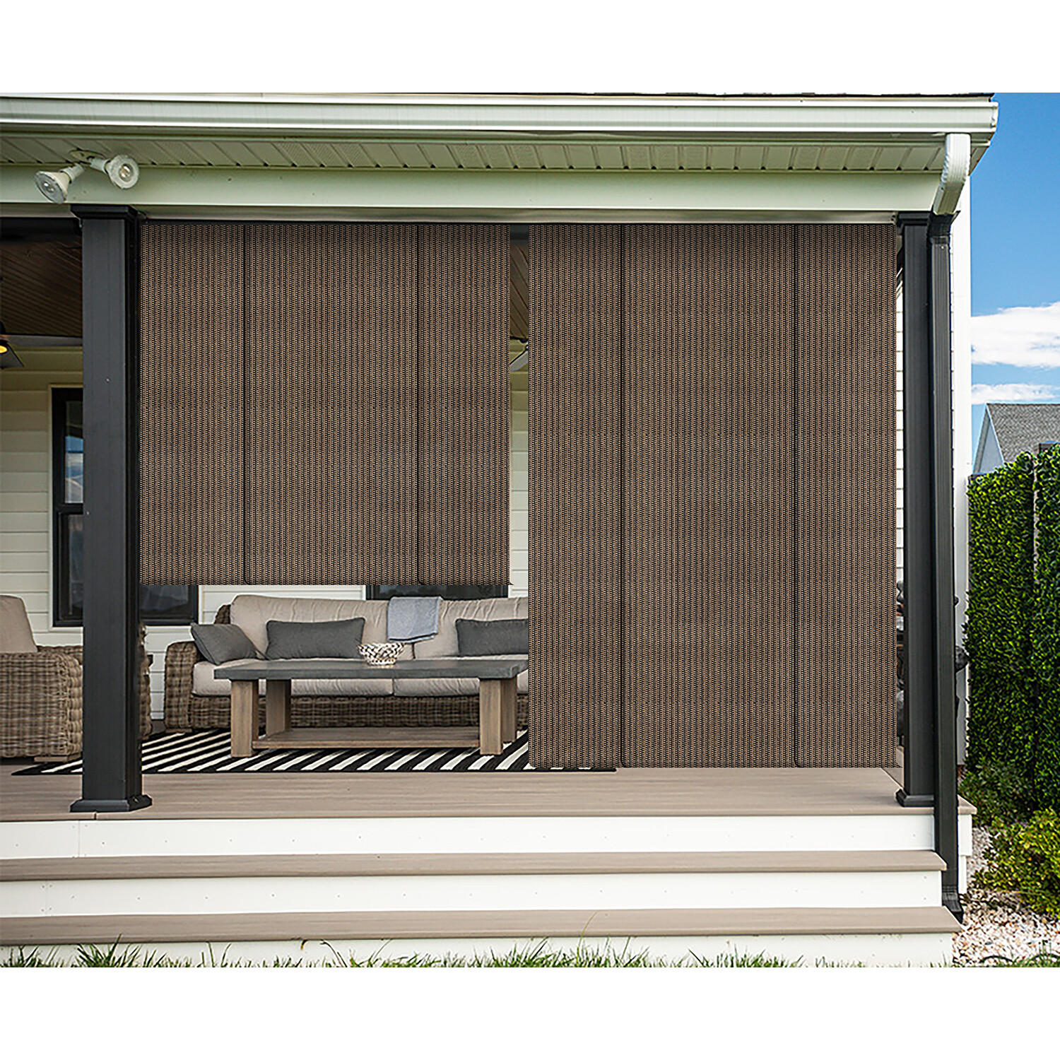 Outdoor Roller Shade Roll up Shade Brown UV Block Porch Pergola Shelter Cover