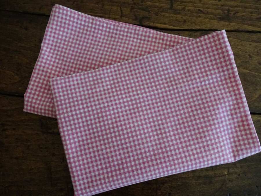POTTERY BARN KIDS Deep PINK White GINGHAM Check COTTON VALANCES 2PC Set