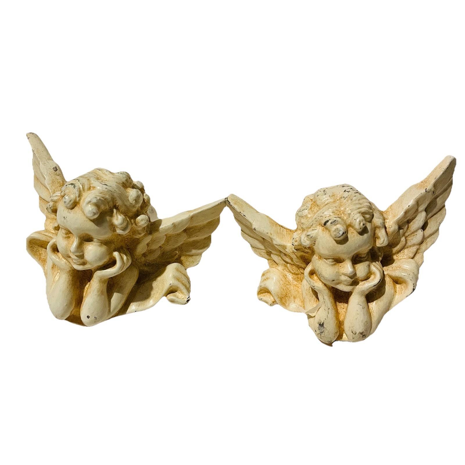 Vintage Angel Cherub Curtain Hold Back Finial Door Handle Figurine Set of 2