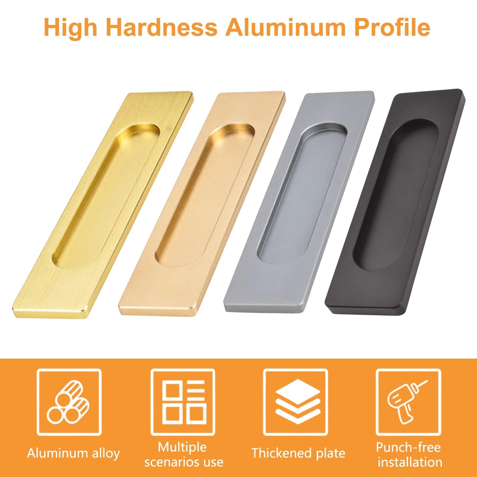 MOROBOR Self-Stick Rectangular Sliding Door Pulls, 8 pcs Aluminum Alloy Hidde…