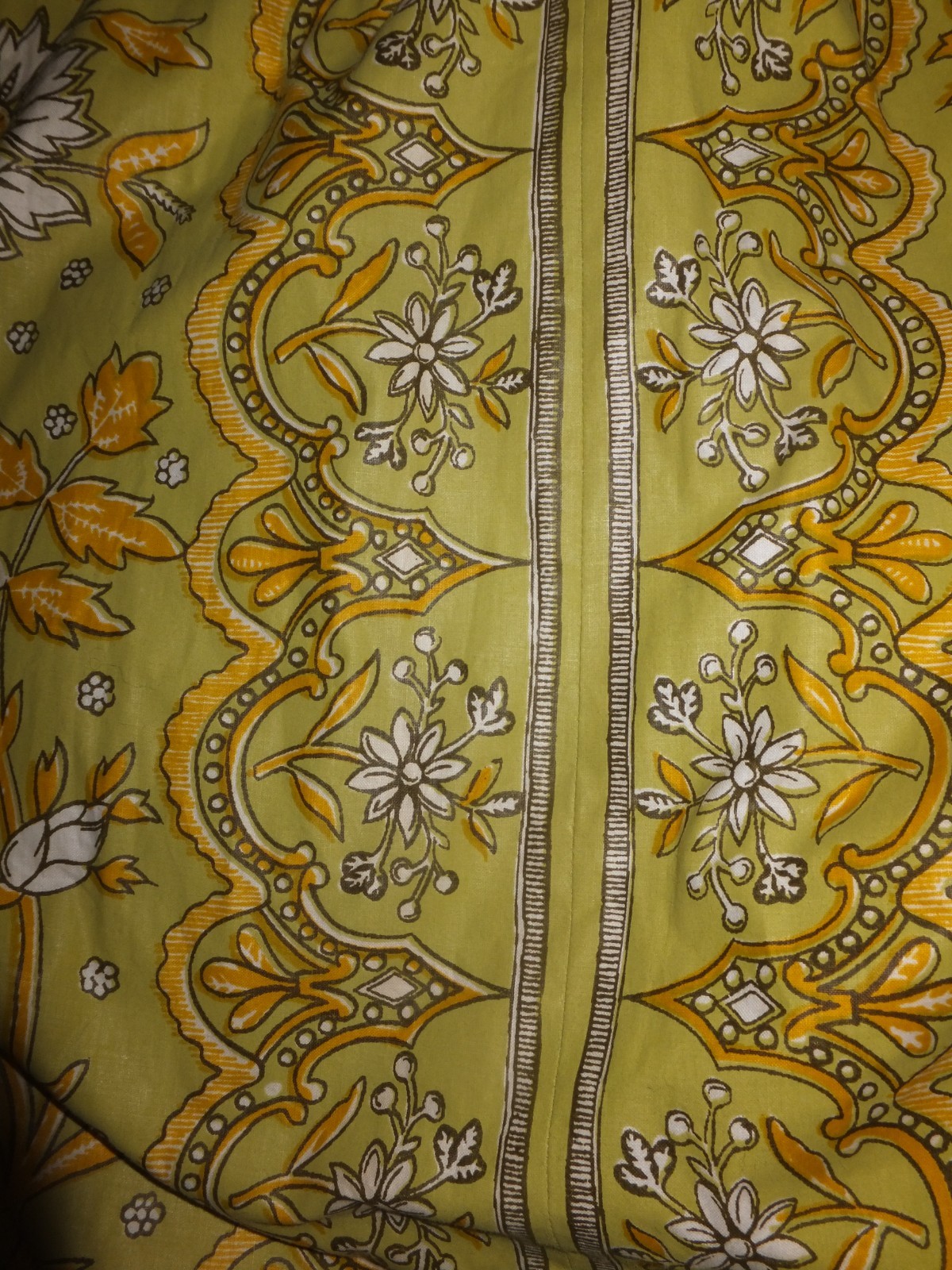 Drapes Custom Pinch Pleated Lined Floral 124X106” Loden Ochre Designer Fab Excel