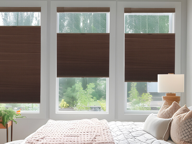 No Tool Screw Install Top Down Bottom Up Blackout Brown Cellular Blind Honeycomb