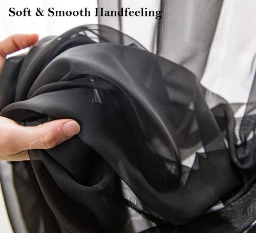 Sheer Curtains 45 inch Length,Voile Short Window 52″W x 45″L (Pack of 2) Black