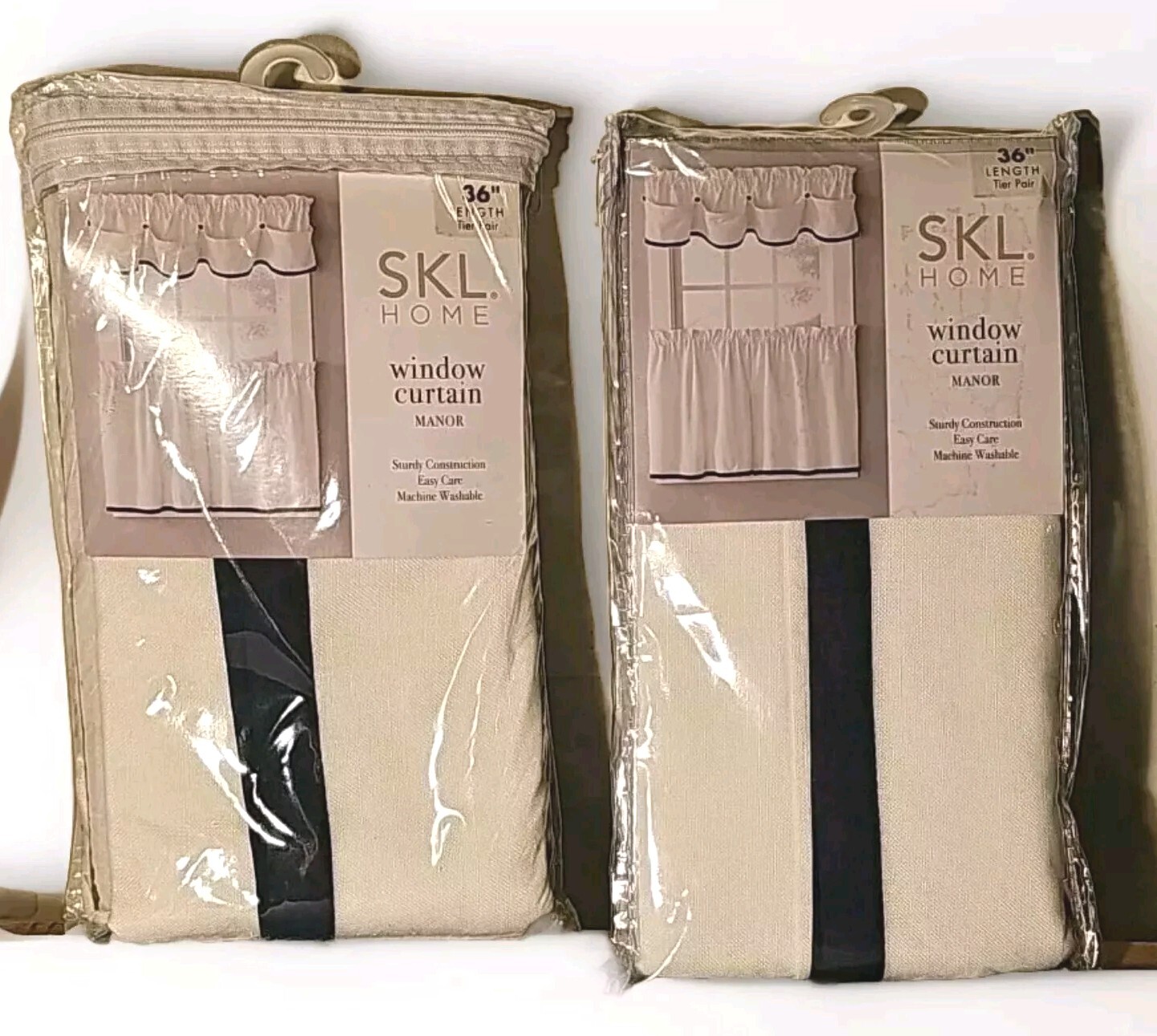 2 Quantity ~ SKL Home by Saturday Knight Manor Tier Curtain Pair White / Navy