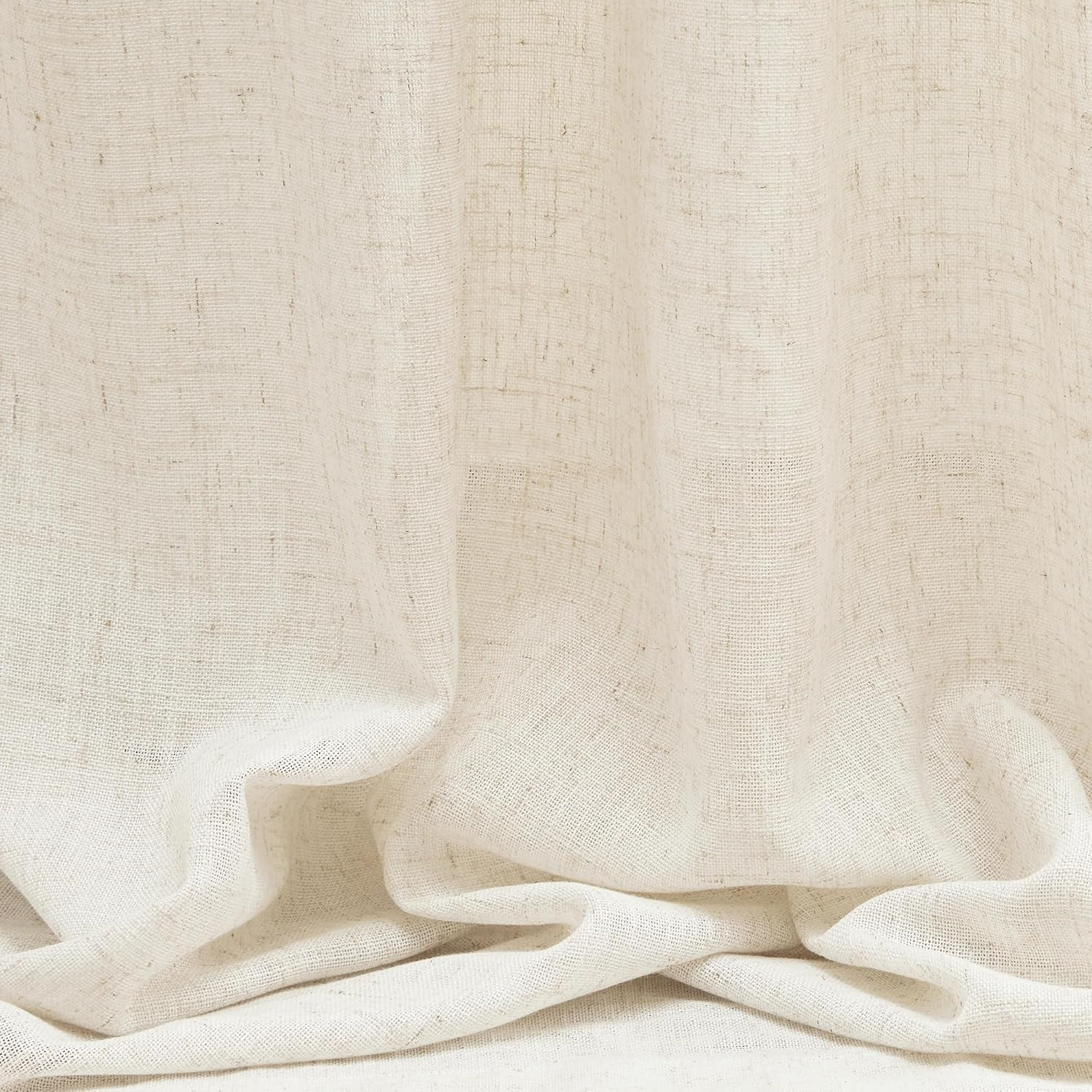 Linen Curtains for Living Room, Natural Semi Sheer Curtains & Drapes 84 Inches L