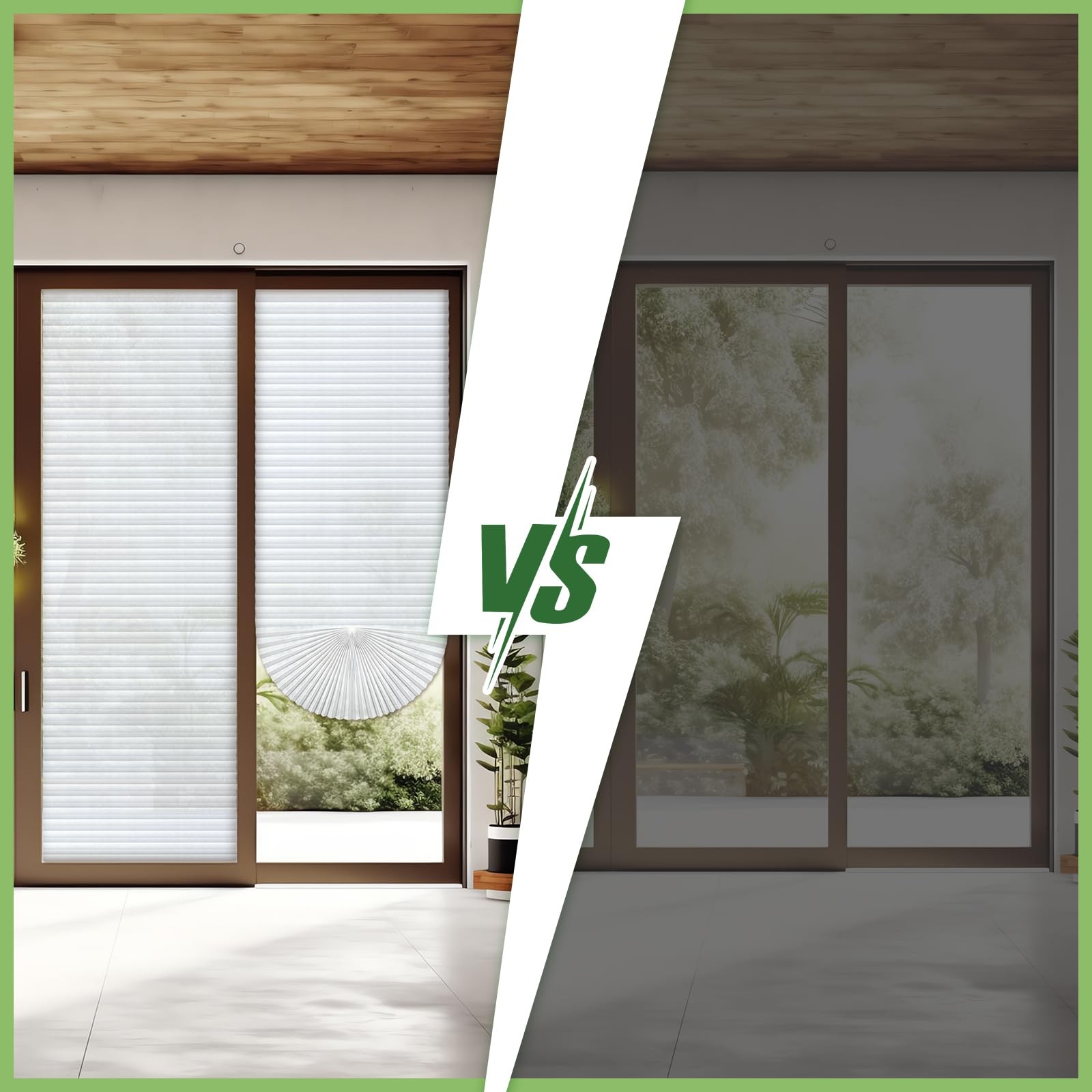2 Pcs 23 x 110 Inches Temporary Blinds No Tools Cut to Size Fabric Shades Adh…