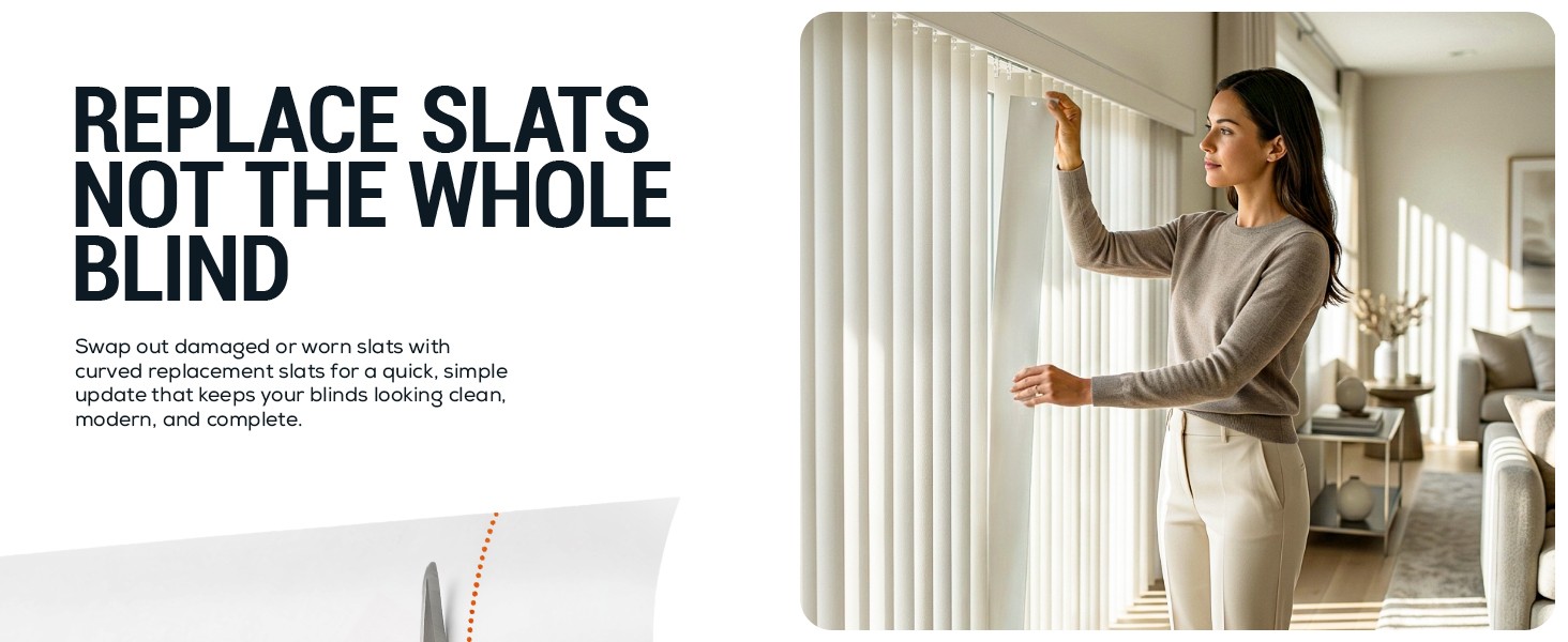 Vertical Blinds Replacement Slats Heavy Duty PVC Smooth Curved (White) You Pick