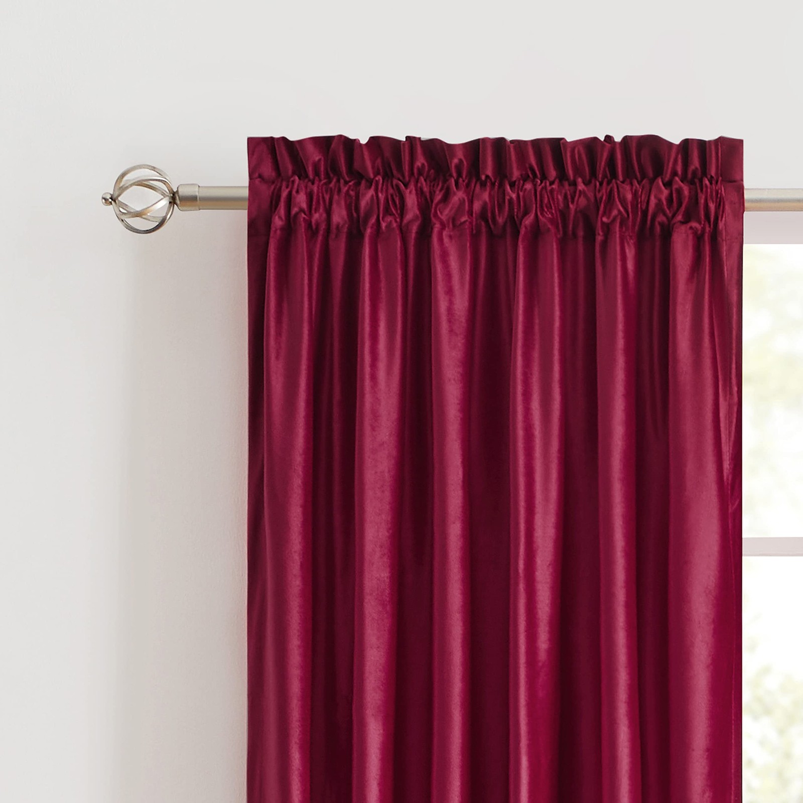 Primrose Ruby Red Velvet Curtains 84 Inches For Living Room Luxury Room