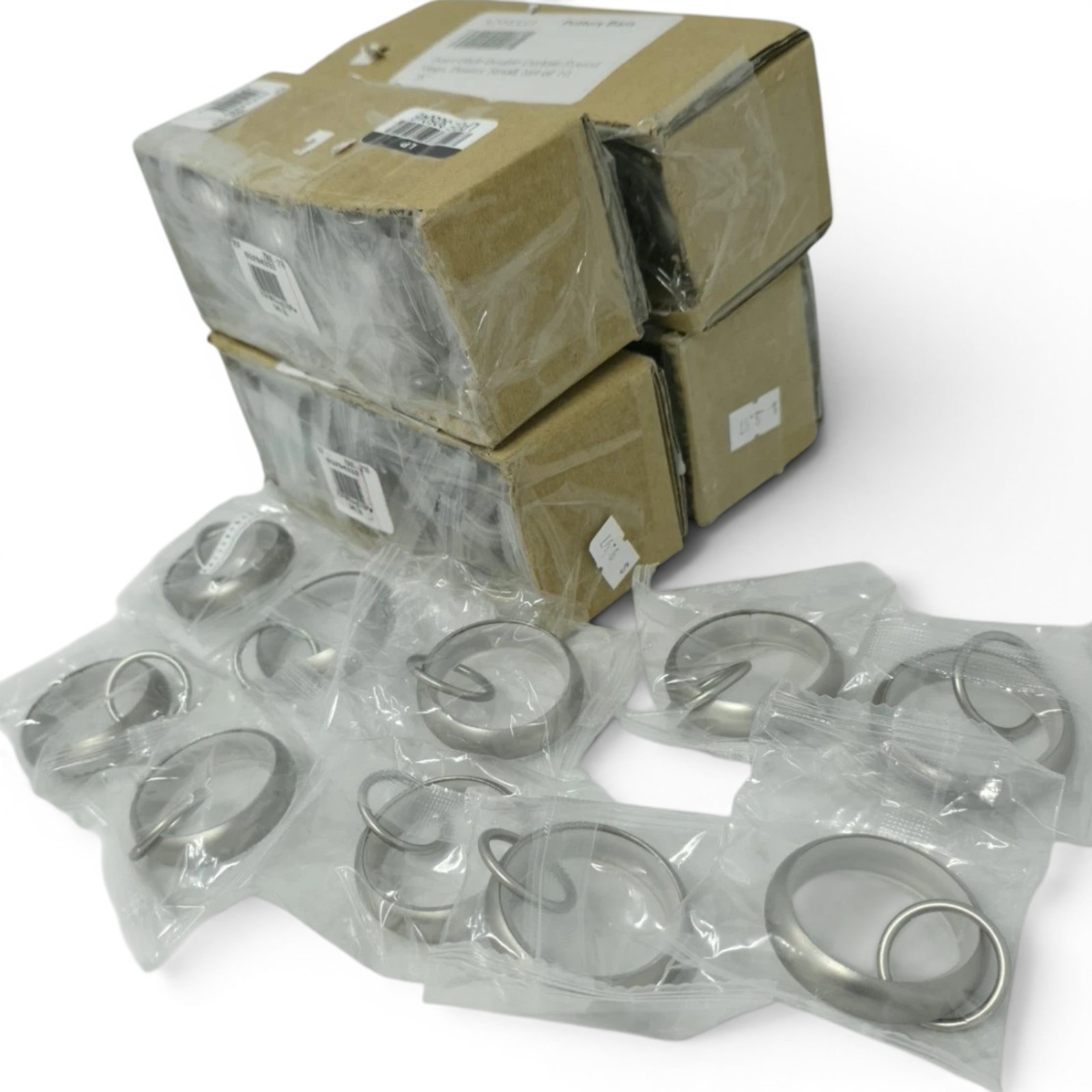 Potter Barn 50 Quiet-Glide Double Curtain Round Rings Pewter .75″