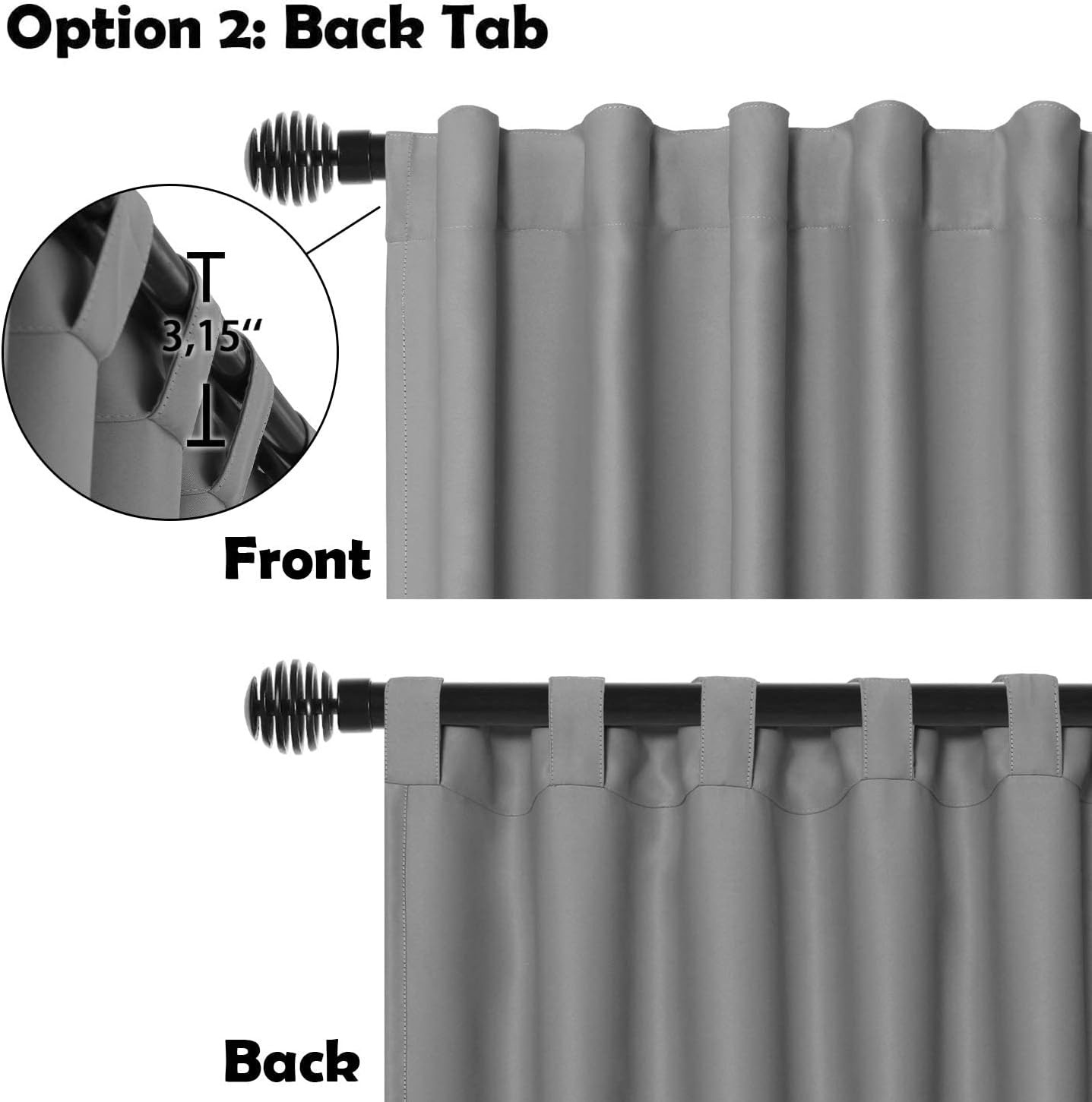 Extra Wide Blackout Curtain Room Divider for Sliding Doors, 144×96 in Light Grey