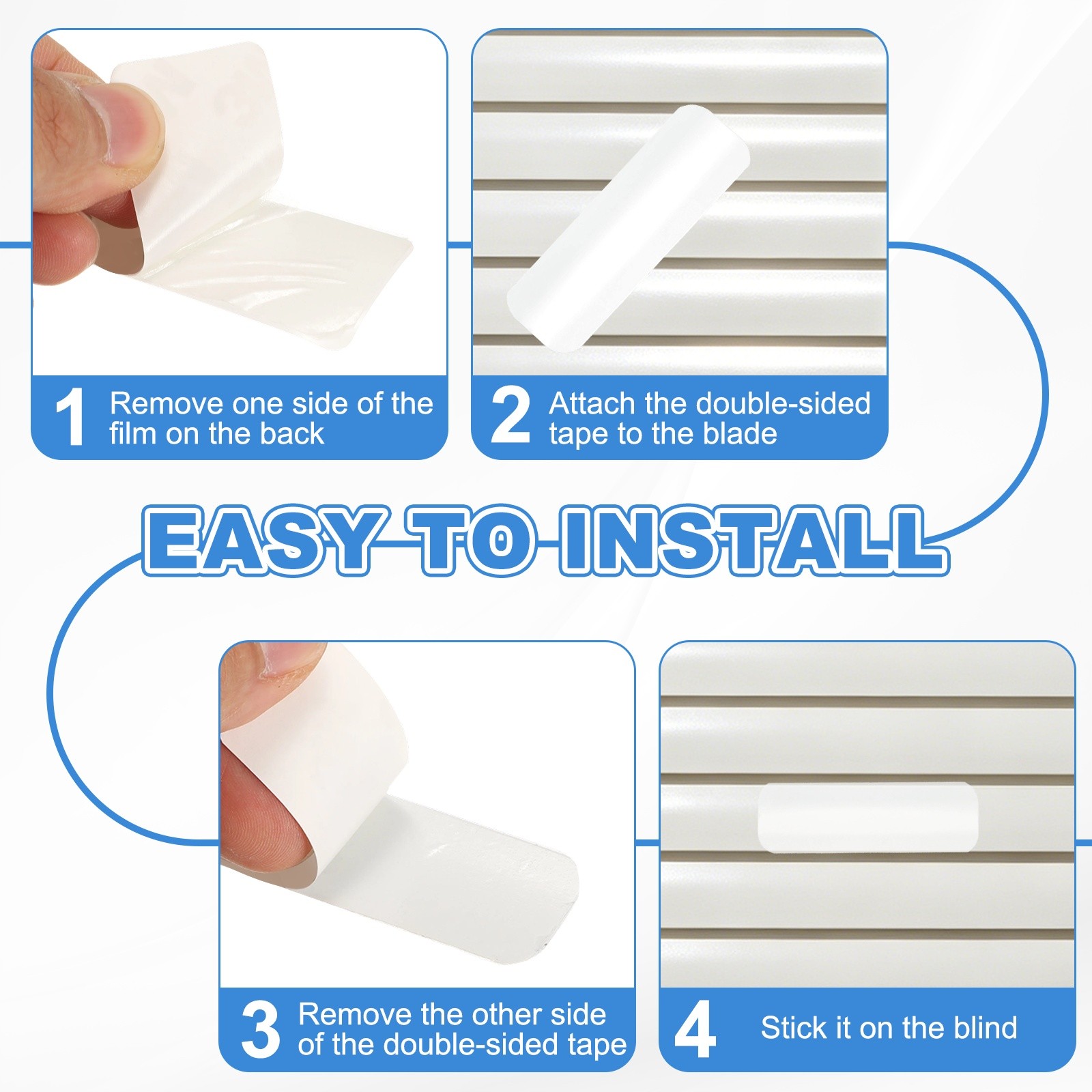 8Pcs Horizontal Blind Repair Tabs, Blind Replacement Slats (1″ W x 3″ L, Blue)