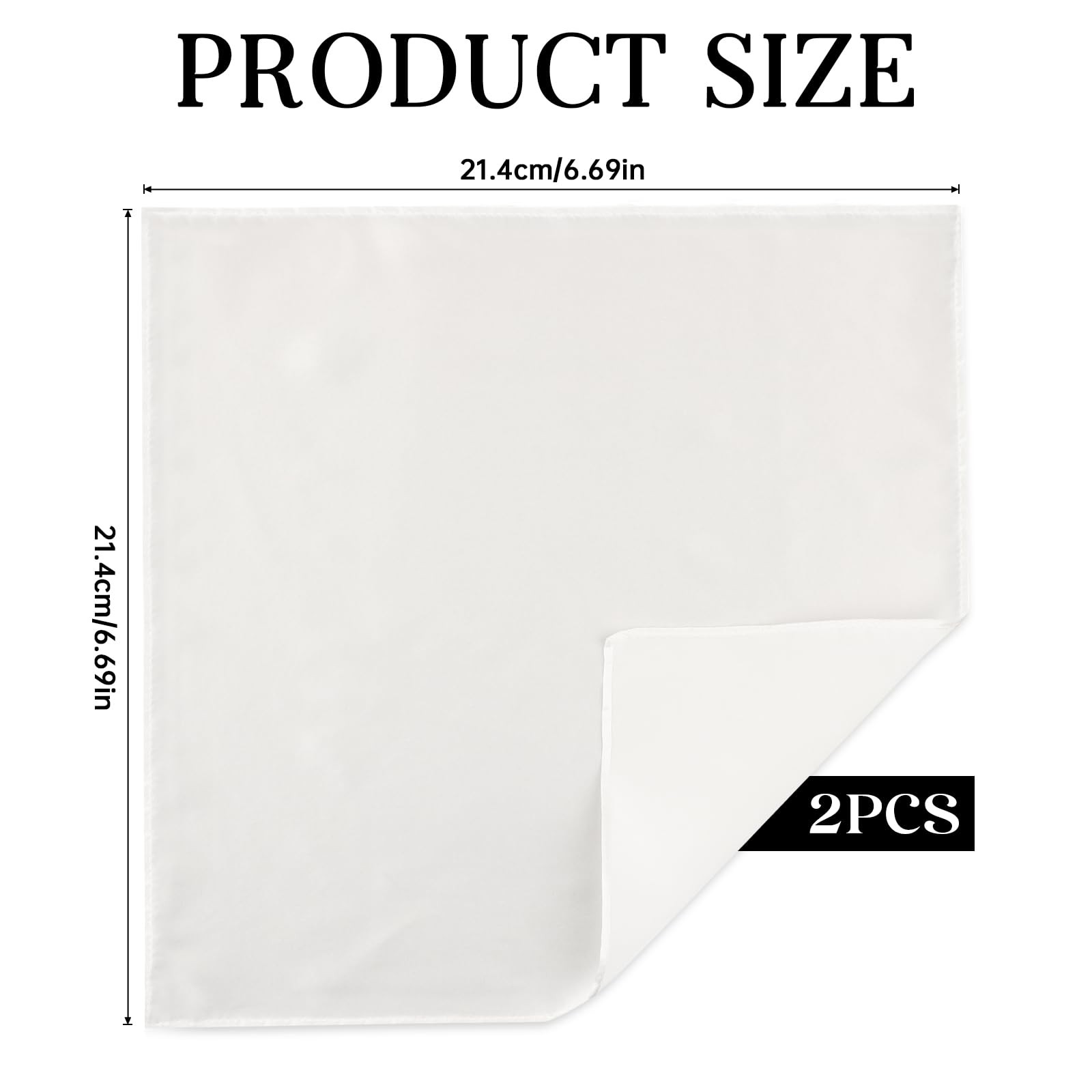 2Pcs Men’s Handkerchiefs Selected Soft Solid 6.69 × 1.2 × 0.4 inches, White