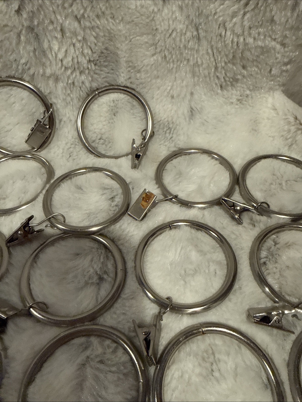 43 Curtain Rings with 2 1/4” Clips 1 3/4” Opening Silver Stainless Steel Hangers