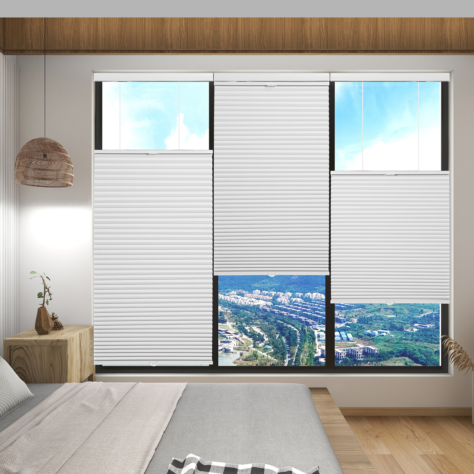CUSTOM CUT 100% Blackout Cordless Honeycomb Top Down Bottom Up Cellular Shades