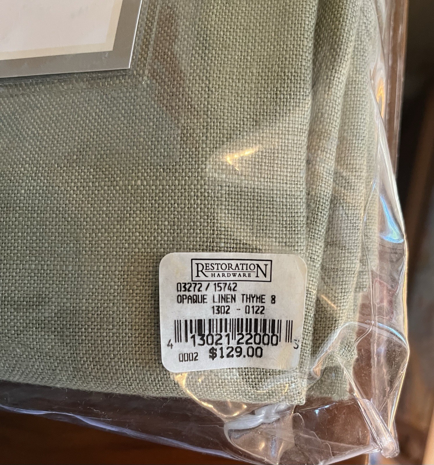 Restoration Hardware Belgian Linen Drapery Opaque 50”x84” Rod Pocket Thyme NWT