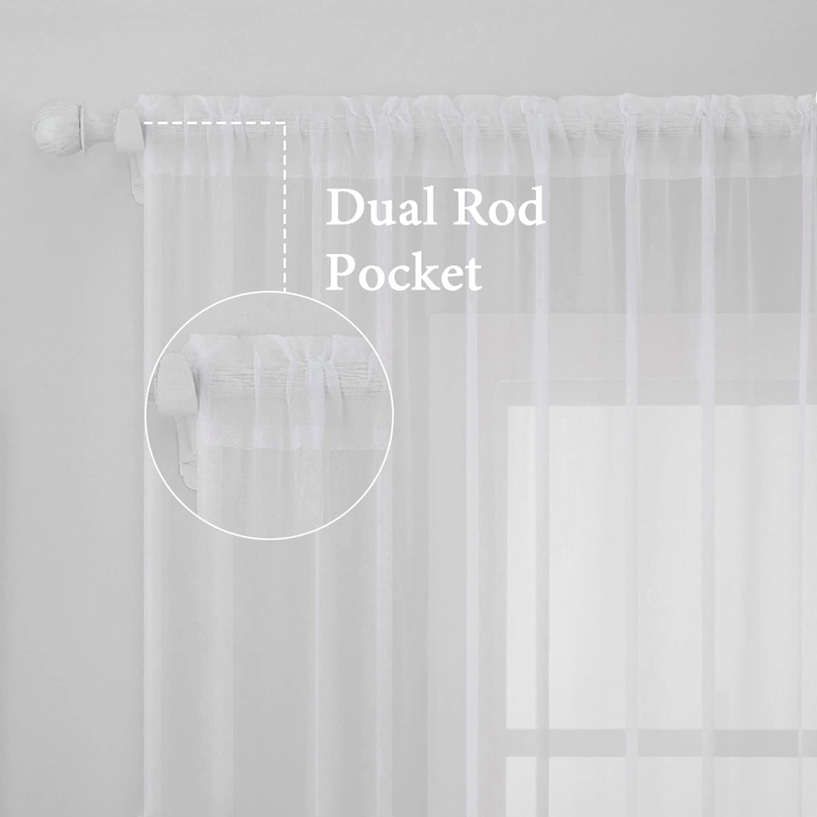 MIULEE 2 Panels Solid Color White Sheer Window Curtains Elegant Window Voile …