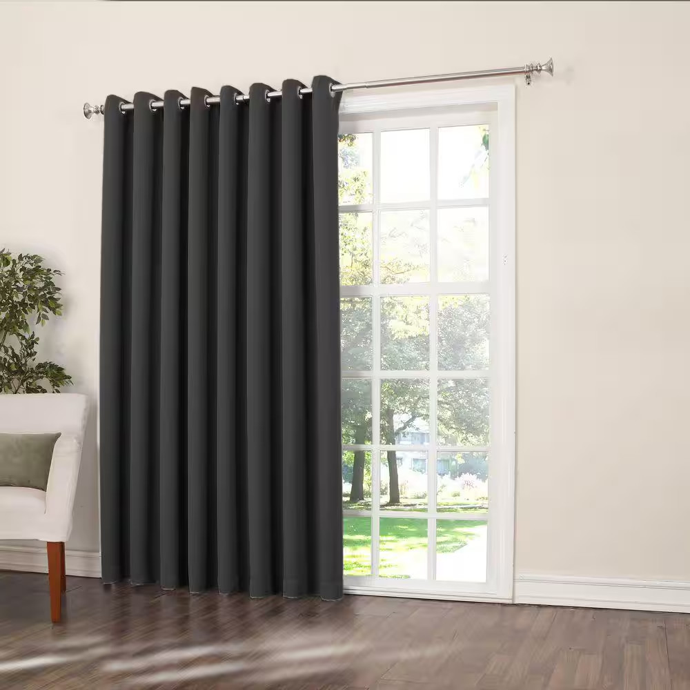 Black Solid Grommet Room Darkening Curtain – 100 In. W X 84 In. L