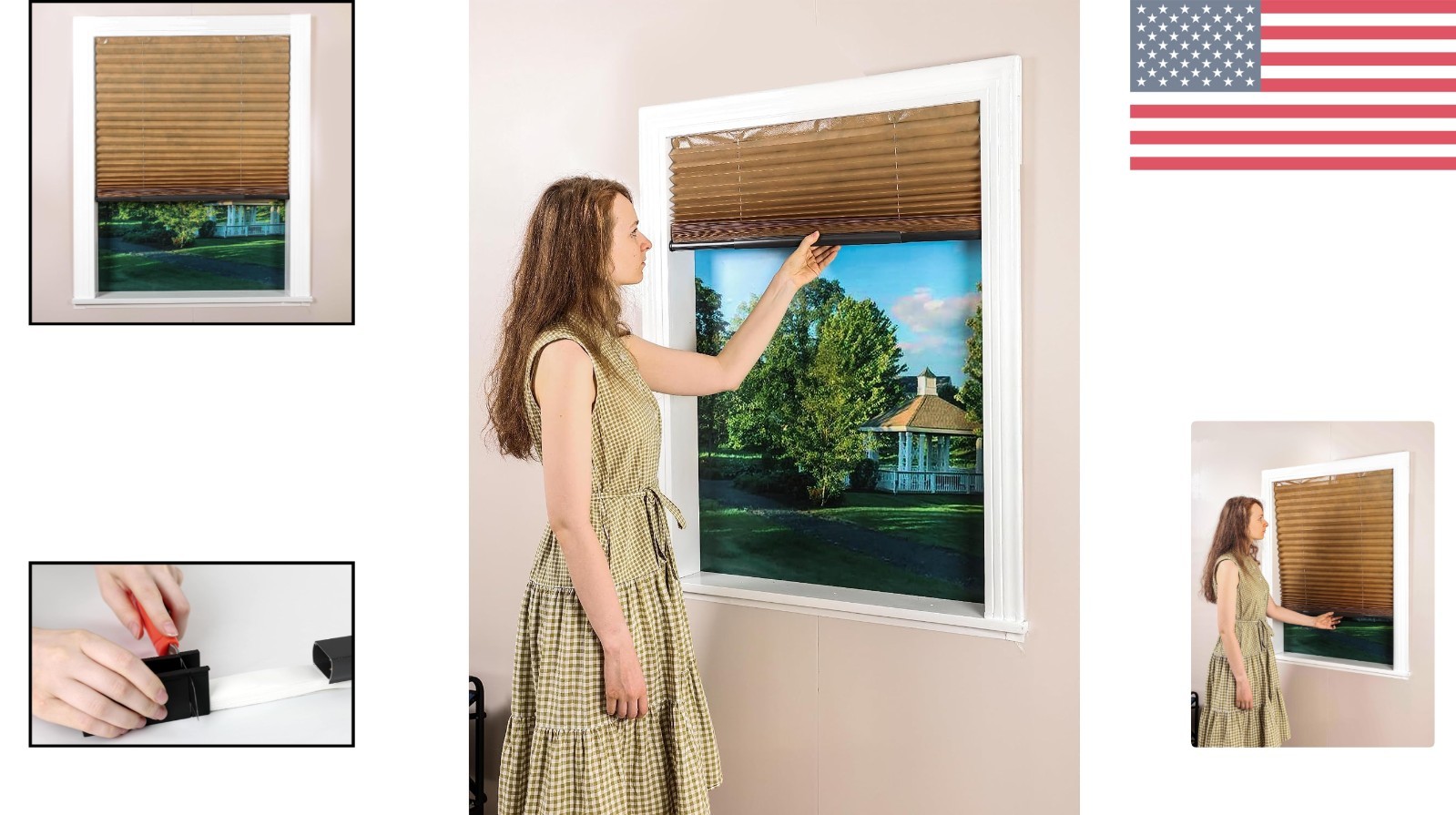 Manual Cordless Pleated Window Blinds 30”W x 64”H – Durable Non-Woven Fabric