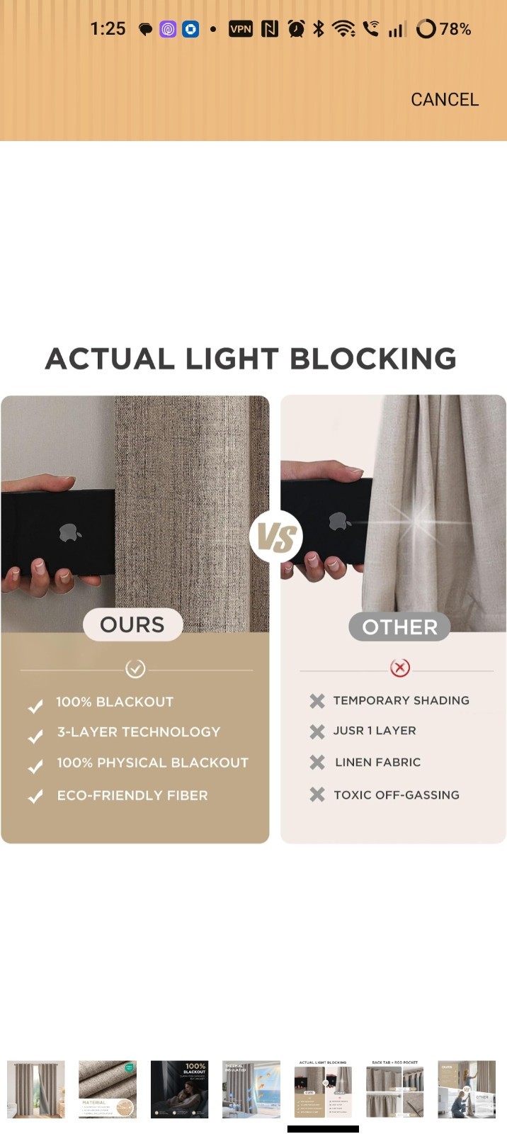 Joydeco Blackout Linen Curtains, 52″W x 96″L, Set of 2 — Thermal insulated