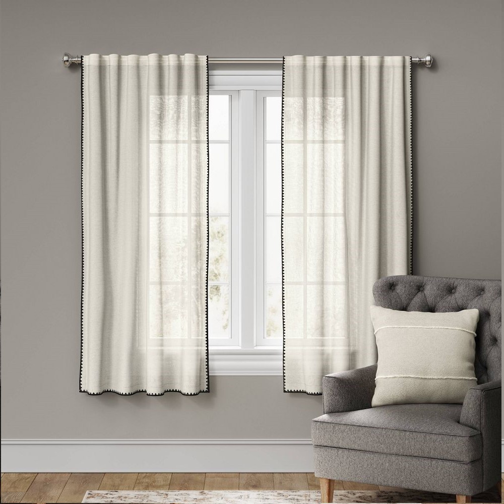 1pc 54″x95″ Light Filtering Stitched Edge Window Curtain Panel Off White –