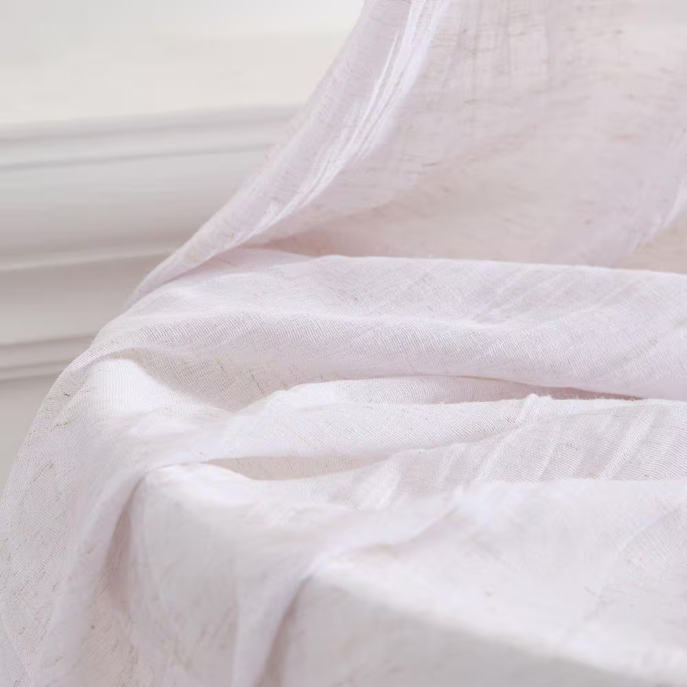 Charter Off-White Faux Linen Solid 50 In. W X 63 In. L Rod Pocket Sheer Curtain