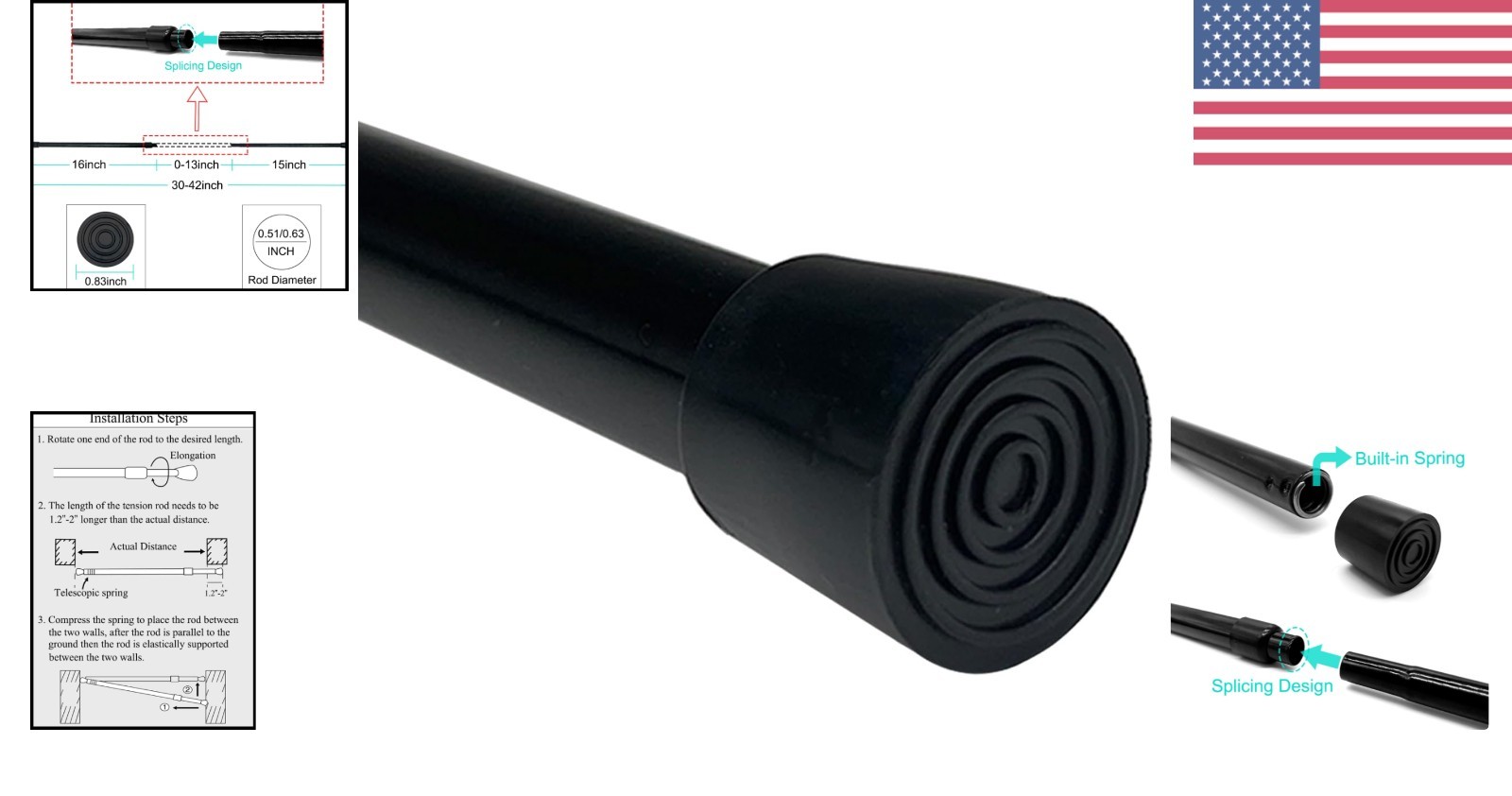 Compact Tension Rod 30-42 inches – Lightweight & Rust-Resistant Closet Solution