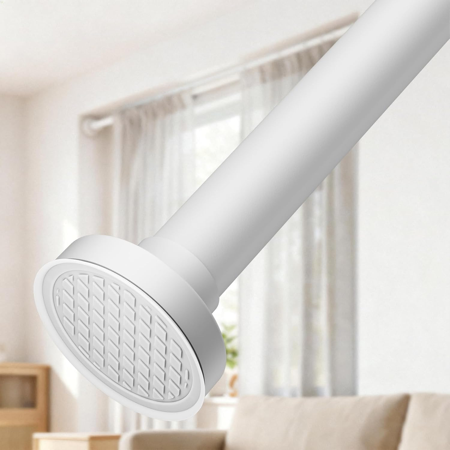 Tension Curtain Rod for Window, 83-123 Inches, Heavy Duty Curtain Rods No Drilli