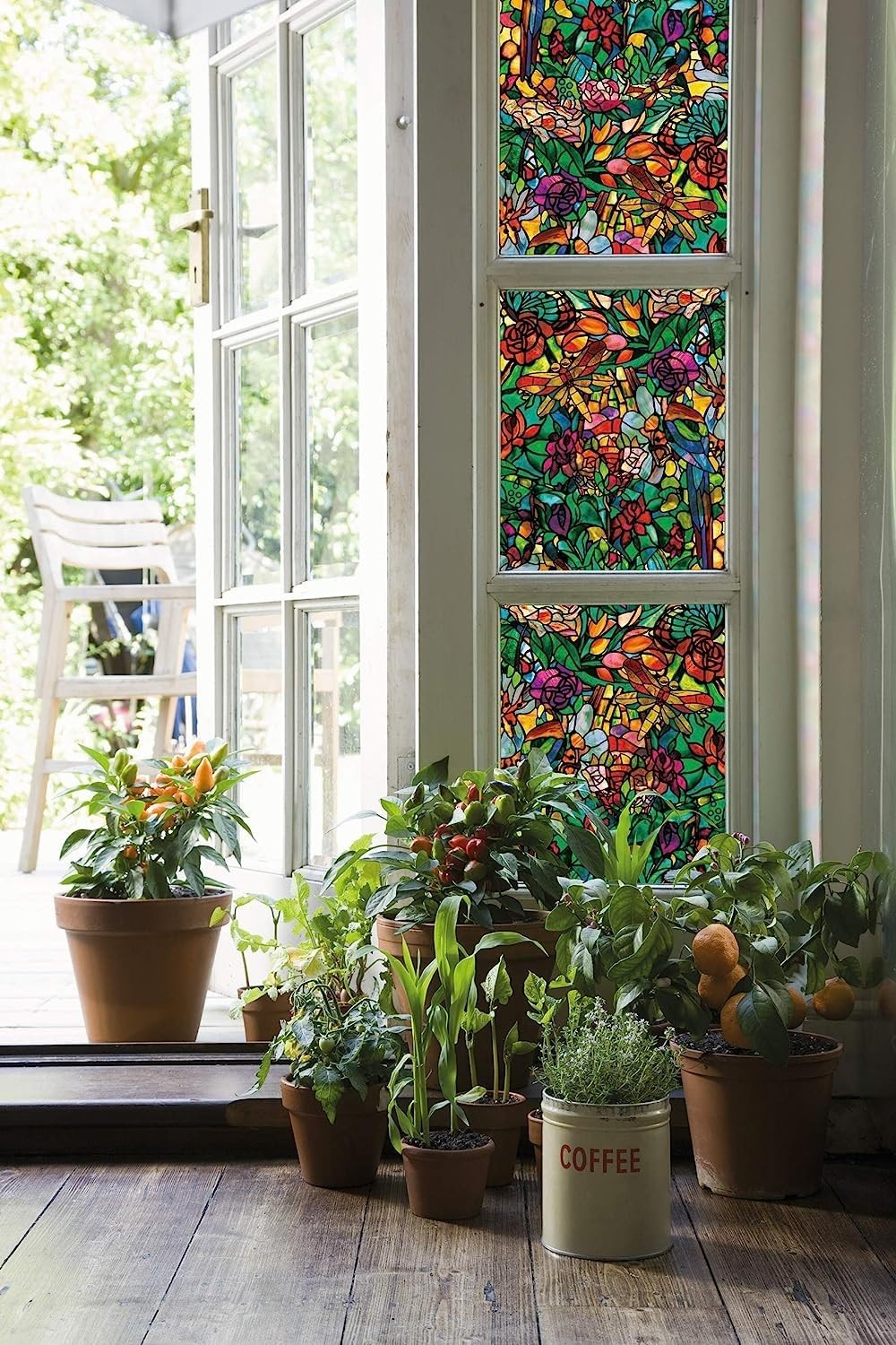 Decorative Self Adhesive Window Film 17×78 Spring Chapel Tulia Vinyl PVC Film