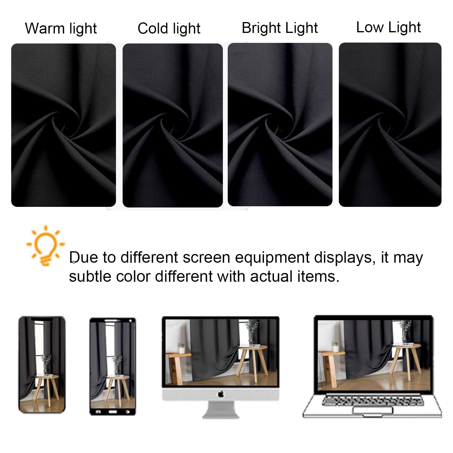 24 Inch Long Tier Curtains for Small Window, 30″W x 24″L (Pack of 2) Black