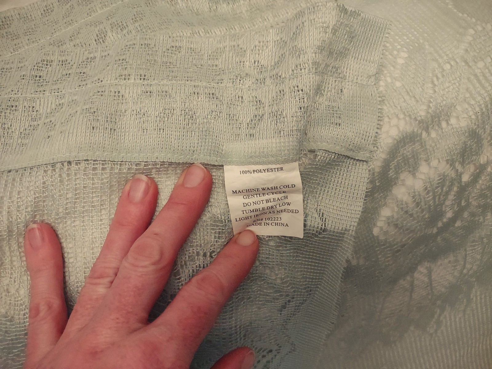 Floral Lace Sheer Light Mint Green Single Curtain Panel Asymmetrical Hem