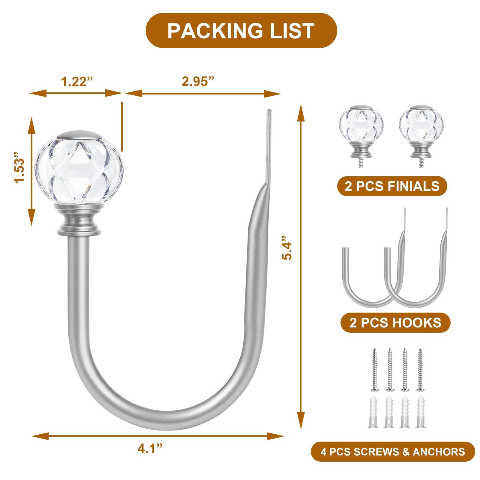 Curtain Holdbacks 2pcs, Silver Curtain Tiebacks Wall Mounted Window Curtains …
