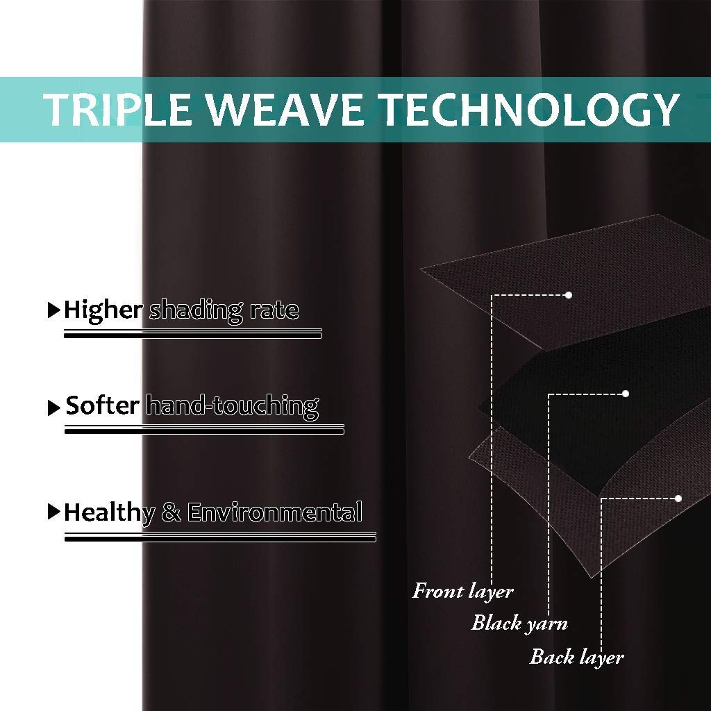 NICETOWN Blackout Curtain Panel Set, 37″W x 70″L, Toffee Brown, Thermal