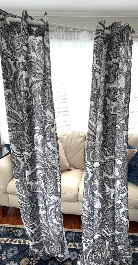 The Big One Gray White Paisley Window Curtain Panel Pack Of 2 Size 36”x 84″