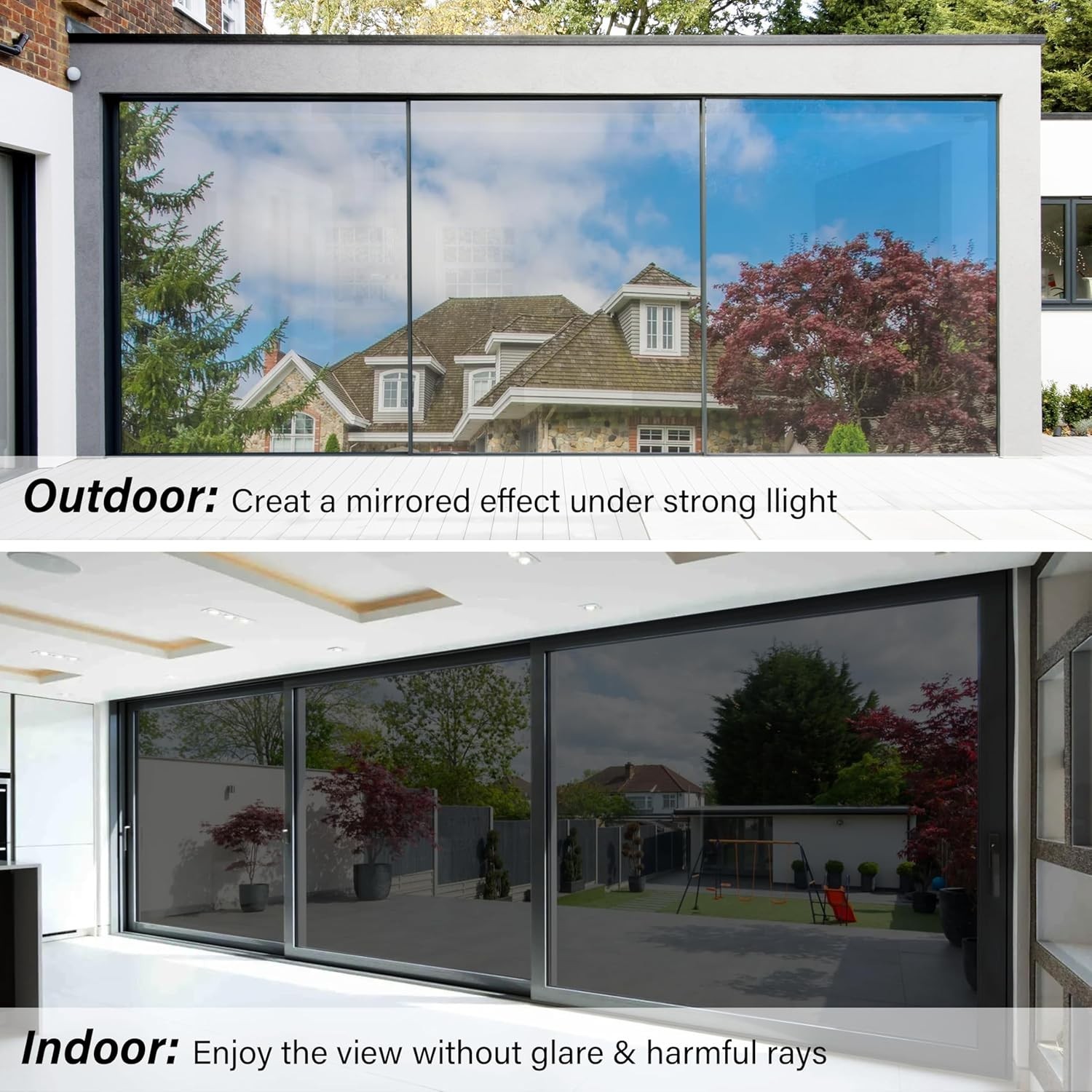 Daytime Privacy Window Film: 17.5×78.7 Inch Mirror Tint with Installation Tools