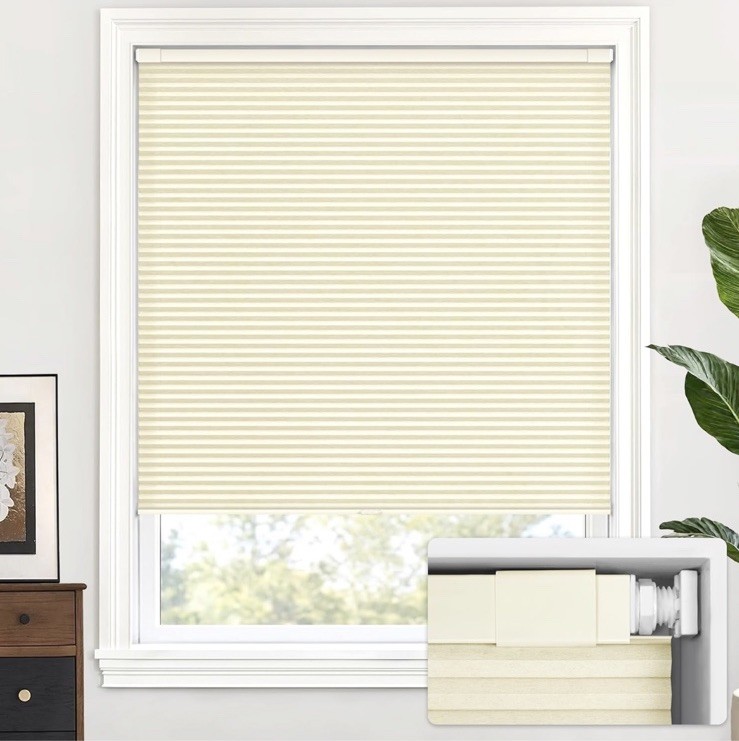 LazBlinds Cordless Cellular Shades, No Tools No Drill 30” W X 48” H, White