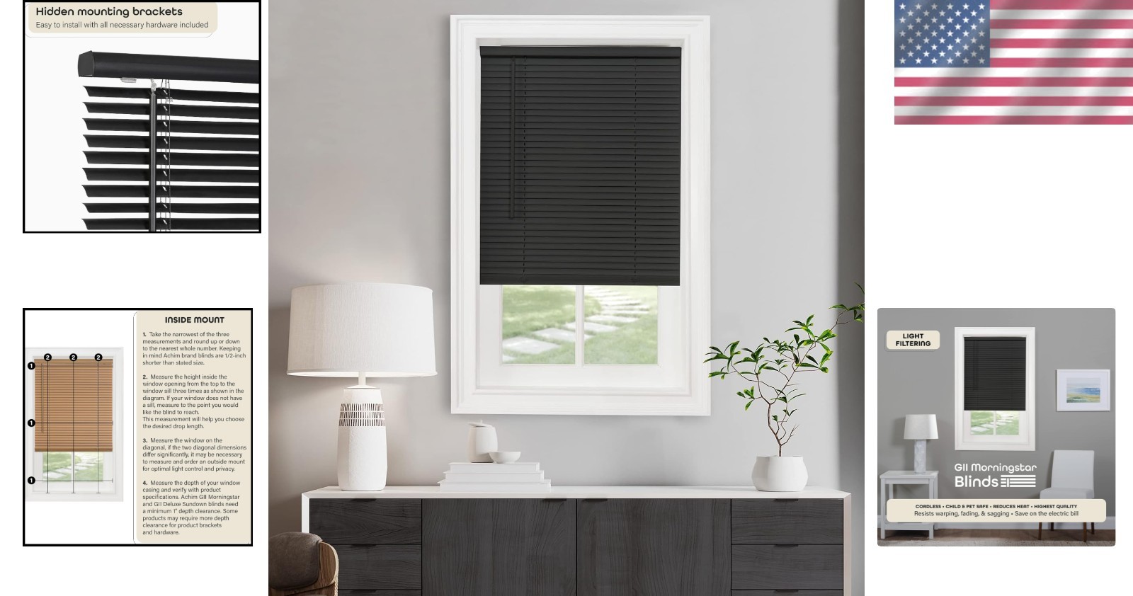 Versatile Black Cordless Light Filtering Mini Blinds – 29″ x 48″, Perfect Fit