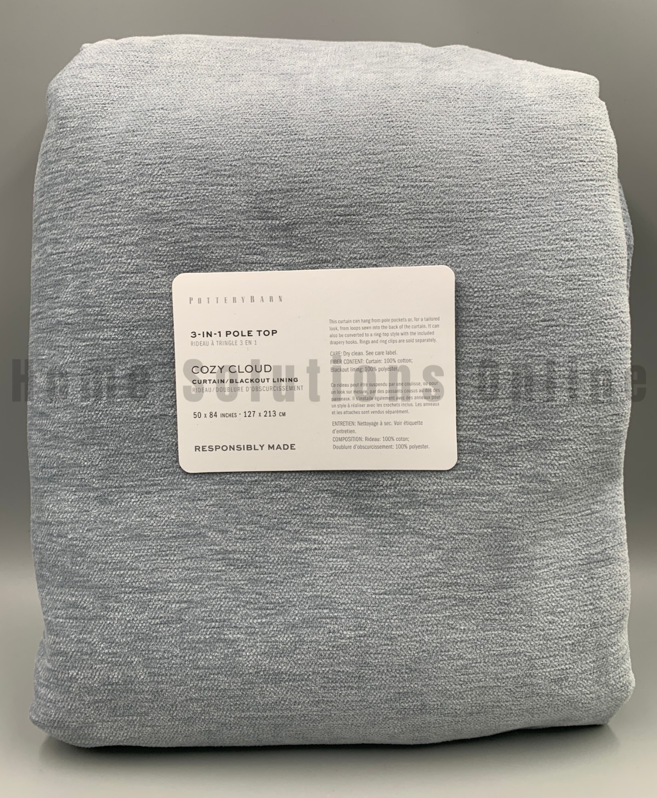 Pottery Barn Cozy Cloud Cotton Chenille Blackout Curtain Chambray 84″ #B1061