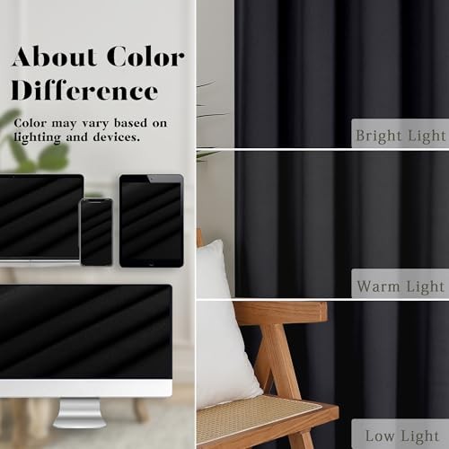 out Kitchen Curtains 36 Inch Length 2 Pcs, 30″W x 36″L (Pack of 2) Black
