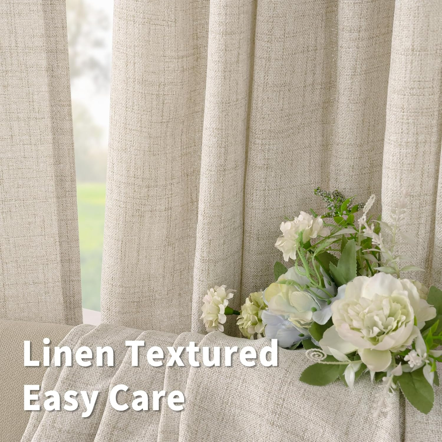 Bgment Linen Curtains 63 Inch Length 2 Panels for Living Room – Semi Sheer Drape