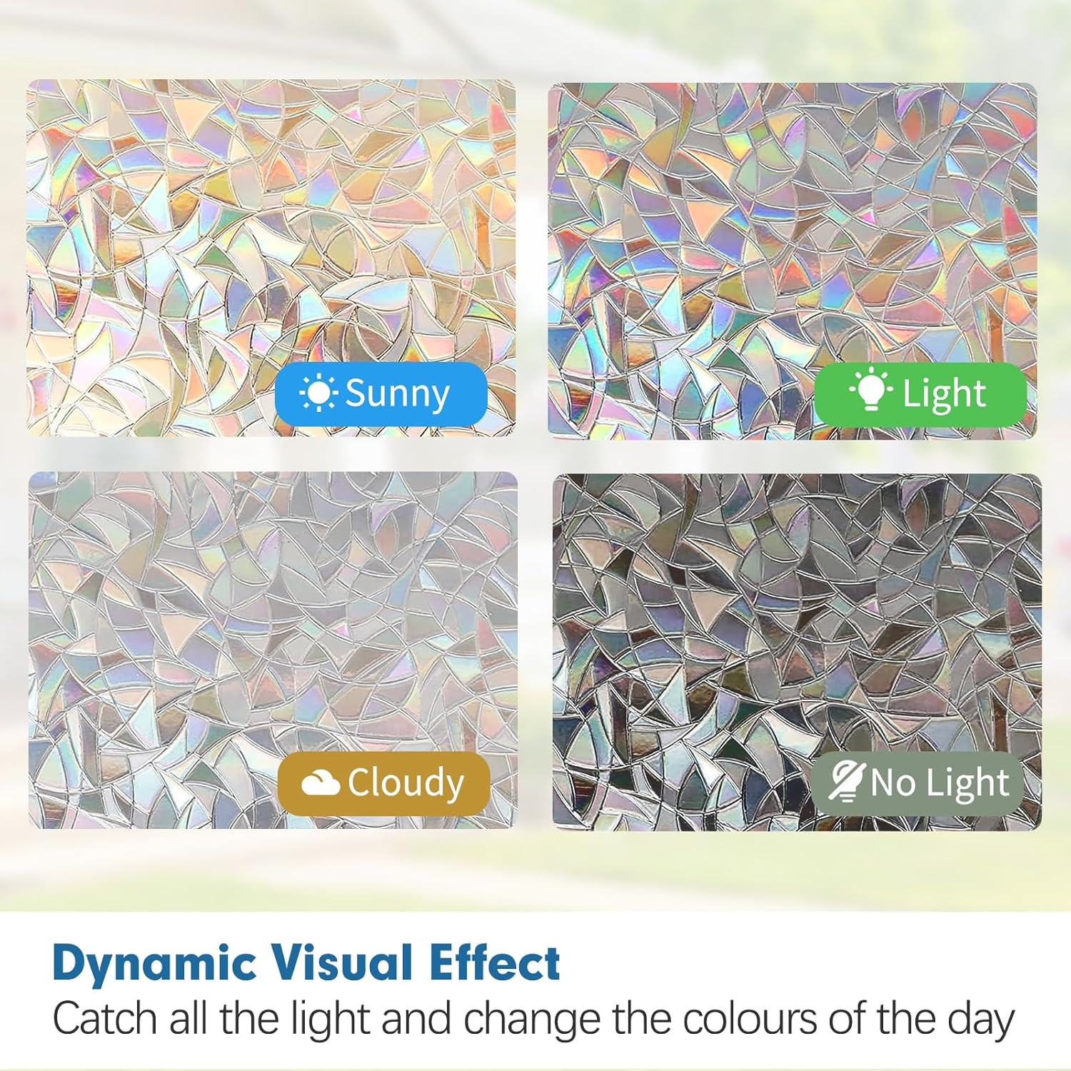 Privacy Window Film ~ Window Sticker ~ 17.7 X 78.7 ~ 3D IRIDESCENT RAINBOW