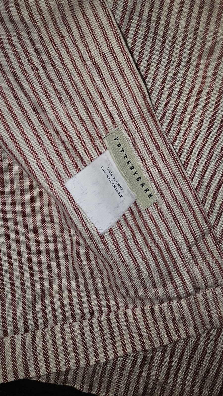 Pottery Barn Red Tan Stripe LINEN Cafe Curtains 2 – 50 x 13 in/127 x 33 cm