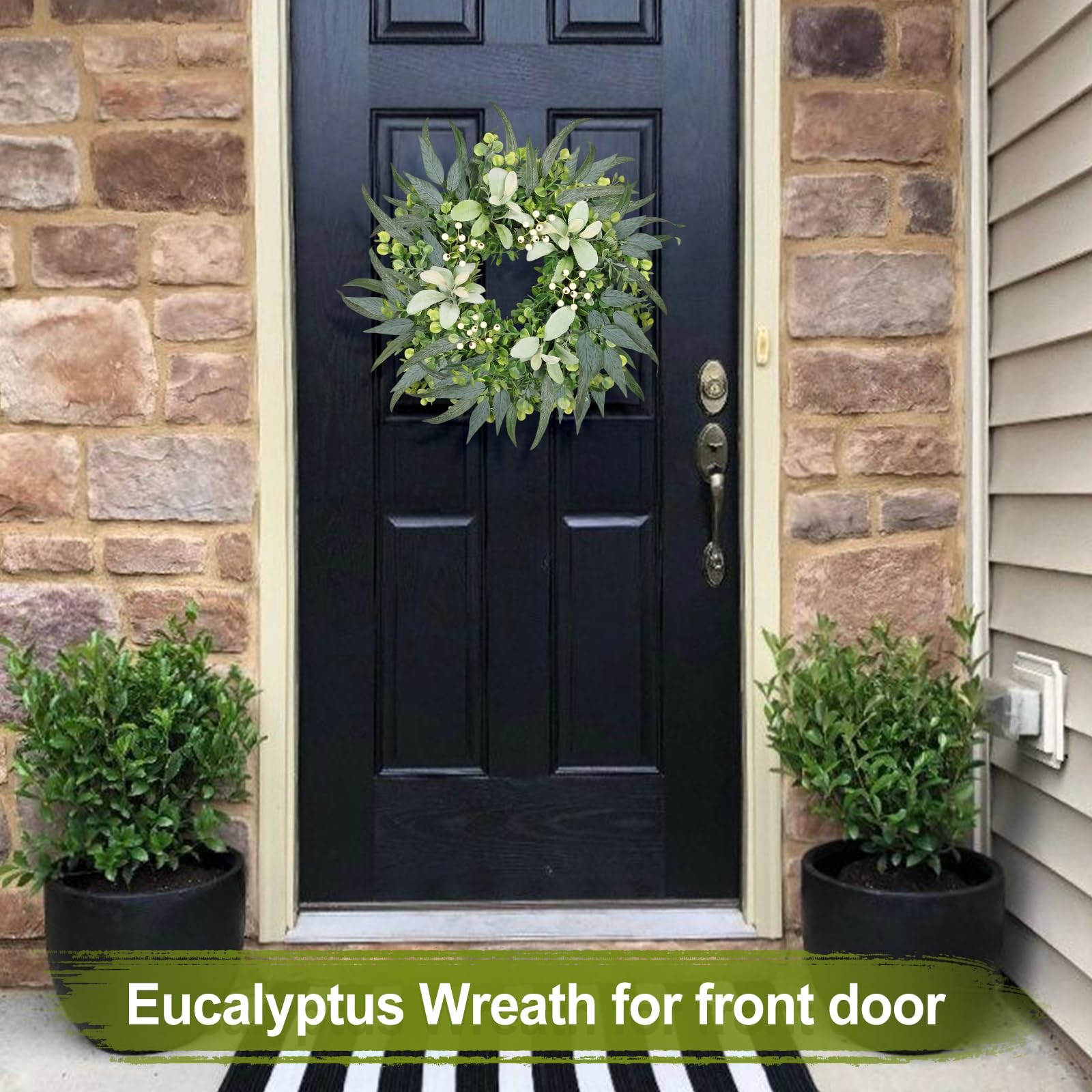 Zmtyykh Eucalyptus Wreath 22 Inch Spring for Front Door 22 inch, Green
