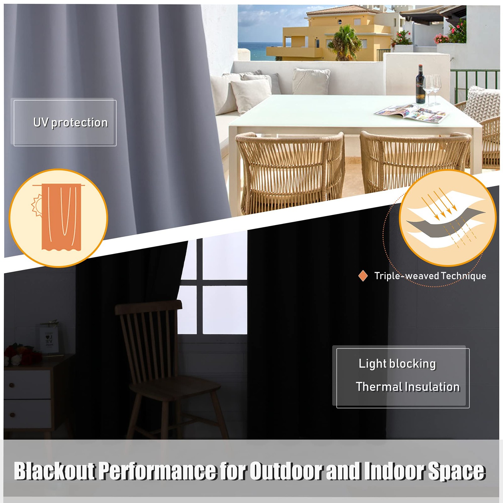 Outdoor Curtains for Patio Waterproof – Light Blocking Weather Resistant Privacy