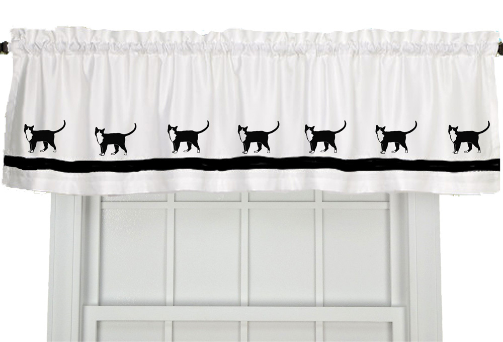 Tuxedo Cat Window Valance Curtain in Your Choice of Colors