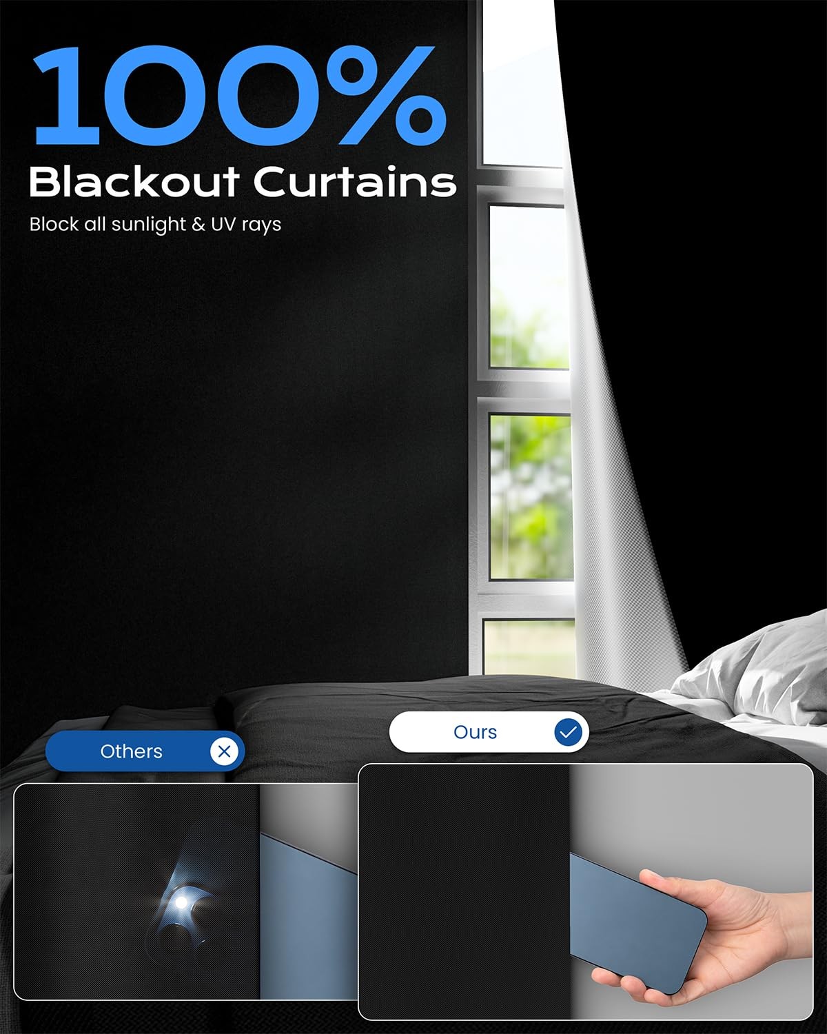 G-WACK Blackout Curtain Black 70×54 No-Drill