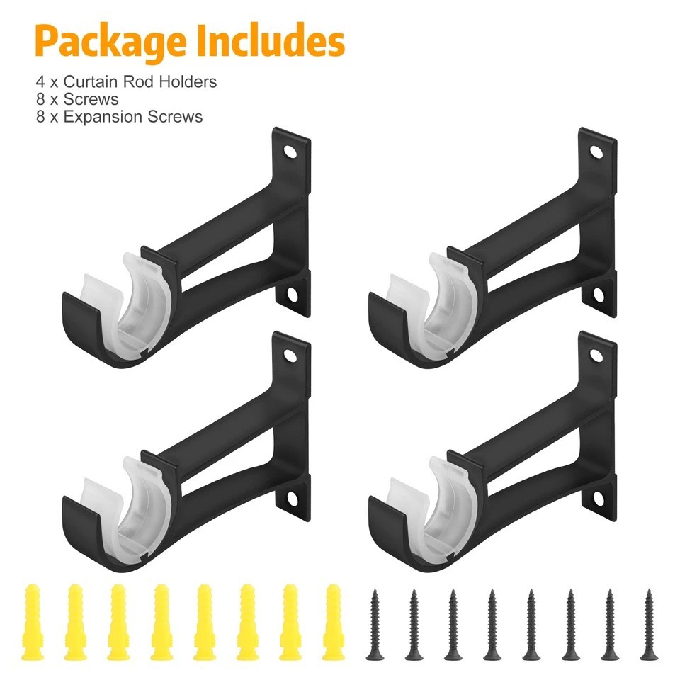 4X Curtain Rod Bracket for Drapery Window Frame Holder Aluminum Alloy Heavy Duty
